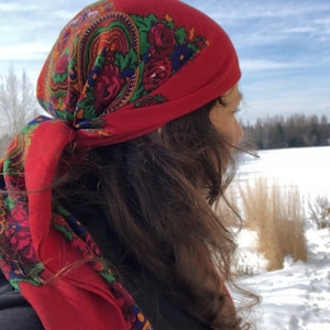 Kurdish Floral Scarf,Unisex Shawls, Fashion Scarf,Boho Folk Styie, red Scarves, Ethnic Scarf,  Kurdish Scarf, Scarves