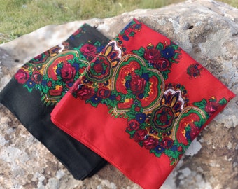 2 piezas tradicional étnico folk Boho ruso eslavo Babushka floral de gran tamaño chal bufanda moderno estilo chic bufanda kurda 'clásica'