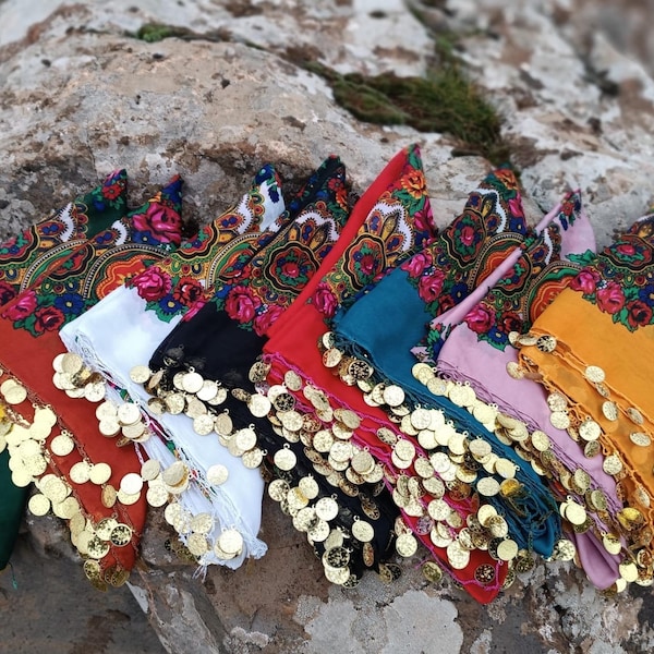 Sequins et écharpe kurdes, Amateurs de cadeaux, écharpes ethniques, châle local, cadeau pour maman