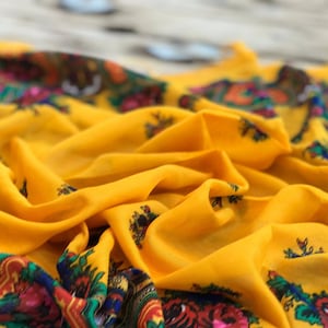 Floral Scarf Slavic Babushka Wool Scarf Ethnic Folk Shawl mom gift kurdish floral scarf mother days gift