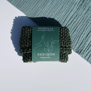 Supersoft Handknitted Facecloth - Made with Eucalyptus - Plant-fibre - Sustainable - Compostable - Reusable Skincare - Forest Green