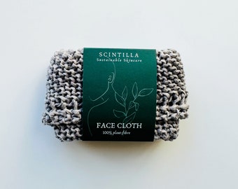 Supersoft Handknitted Facecloth - Made with Eucalyptus - Plant-fibre - Sustainable - Compostable - Reusable Skincare - Ash Grey