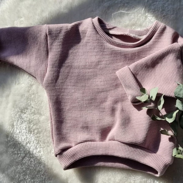 Handgemachter Oversize Pullover Baby Waffeljersey in den Größen 56 bis 116