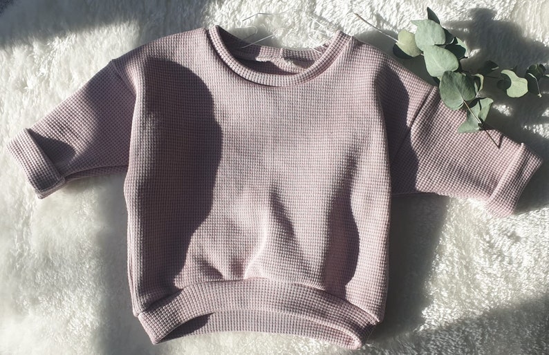 Handgemachter Oversize Pullover Baby Waffeljersey in den Größen 56 bis 116 Bild 4