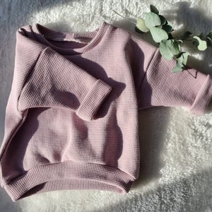 Handgemachter Oversize Pullover Baby Waffeljersey in den Größen 56 bis 116 Bild 3