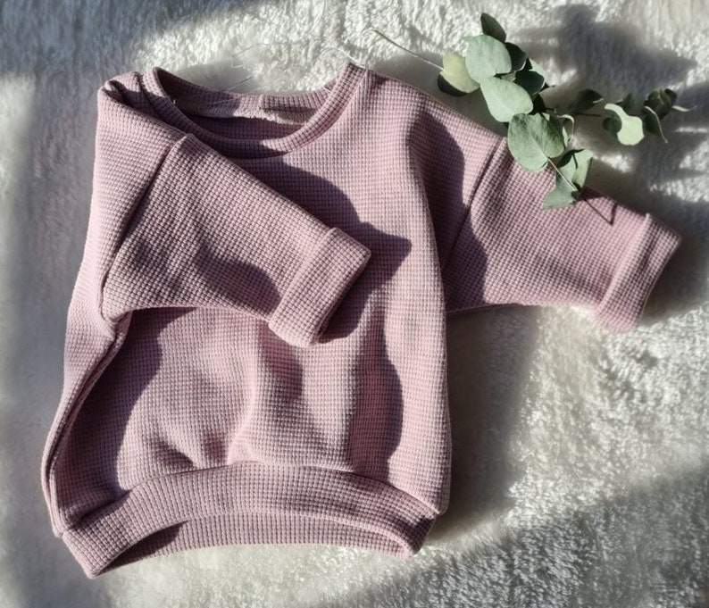 Handgemachter Oversize Pullover Baby Waffeljersey in den Größen 56 bis 116 Bild 3