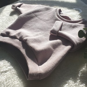 Handgemachter Oversize Pullover Baby Waffeljersey in den Größen 56 bis 116 Bild 2