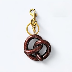 Chocolate Glitter Pretzel Bag Charm: Foodie Keychain Purse Accessory