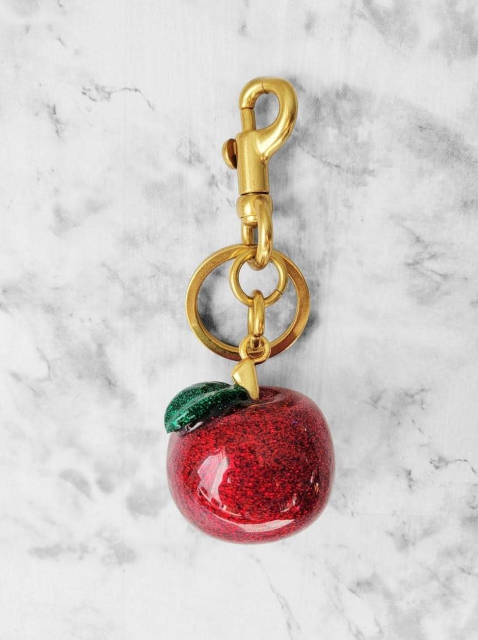 Sparkling Red Apple Bag Charm, Keychain for Purse, Handbag