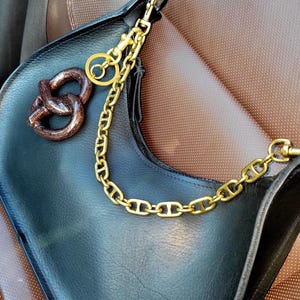 Gold Purse Chain With Cherry & Pretzel Charms - Cute Bag Accessory Keychain - View #10
