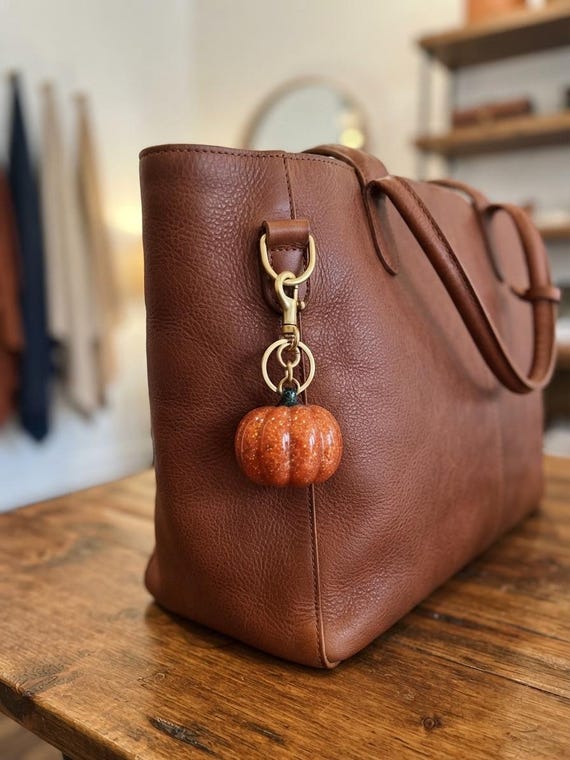 Glitter Pumpkin Bag Charm | Fall Purse Charm | Autumn Keychain | Jack O Lantern Decor | Halloween Keyring