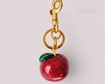 Colgante de manzana roja brillante para bolso, llavero para bolso, accesorio para bolso