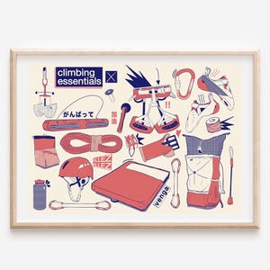 Climbing essentials / Art Illustration Print Poster (A3 / 42x29.7cm / 16.5 x 11.7 in)
