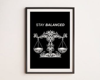 Abstract Art, Boho Print, Boho Wall Decor, Minimalist Print, Illustration Print, Boho Decor, Black Print, Poster Print, White Print, Balance