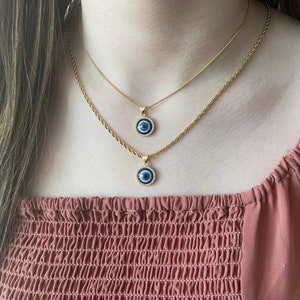 18K GOLD Evil Eye CZ Protection Necklace • Birthday Gift • Blue Evil Eye Charm Necklace • Gift for Mom • WATERPROOF Jewelry Christmas Gift