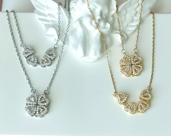 Collana Girocollo In Pelle Nera Con Ciondolo Trifoglio A Cuore E Catene Vintage – Gioiello Regalo Per Donna E Ragazza