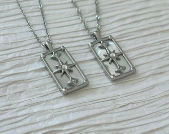 Silver North Star Pearl Necklace • Gift for Daughter • Gold Celestial North Star Pendant • Dainty Wedding Jewelry • Bridesmaid Gift for Her