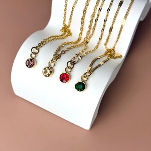 GOLD Birthstone Necklace • Birthday Gift for Her • Mothers Birthstone Charm Necklace • Waterproof Birthstone Jewelry • Best Christmas Gift