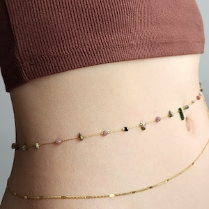 GOLD FILLED Belly Chain • Best Friend Gift for Women • Dainty Body Chain • Adjustable Summer Jewelry • HYPOALLERGENIC Christmas Gift for Her