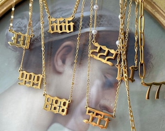 GOLD FILLED Angel Number Necklace Custom Number Collar 111 222 333 444 555 666 777 888 999 Necklace WATERPROOF Perfect Christmas Gift