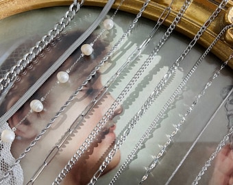 ZILVEREN ketting ketting gelaagdheid ketting visgraat ketting sierlijke zilveren ketting ketting gepersonaliseerde zilveren sieraden cadeaus voor vrouwen