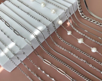 Silver Chain Necklace for Women & Men • Christmas Gift • Dainty Layering Necklace • Personalized WATERPROOF Jewelry • Birthday Gift for Her