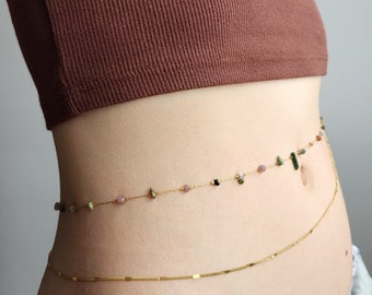 GOLD FILLED Belly Chain • Best Friend Gift for Women • Dainty Body Chain • Adjustable Summer Jewelry • HYPOALLERGENIC Christmas Gift for Her