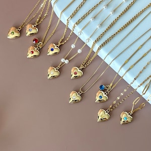 Birthstone Heart Locket Necklace • Valentine&#39;s Day Gift • Keepsake Photo Frame Charm • Minimalist Love Necklace • Christmas Gift for Her