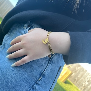 GOLD FILLED Old English Letter Bracelet • Christmas Bracelet Gift • Unisex Protection Bracelet • WATERPROOF Name Jewelry • Bridesmaid Gift