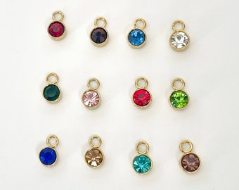 ADD ON SILVER Birthstone • Gold Birthstone Charm 6mm • Birth Sign Zodiac • Gemstone Charm • Personalized Birthday Gift • Christmas Gift