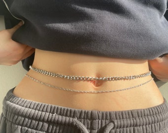 Corrente de cintura prateada • Joia corporal para madrinhas de casamento • Corrente delicada para cintura • Acessórios para praia, biquínis e festivais • Ideia perfeita para presente de Natal