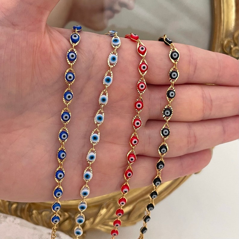 18K GOLD Evil Eye Bracelet Good Luck Protection Bracelet Evil Etsy