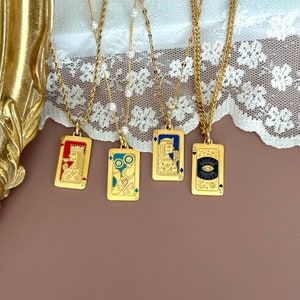 Collier à breloques princesse bohème du tarot céleste • Meilleur cadeau pour elle • Collier de cartes de tarot délicat • Bijoux mystiques rectangulaires • Cadeau d'anniversaire