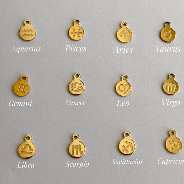 Mini Gold Zodiac Sign Add-On Personalized WATERPROOF and Tarnish Free Jewelry