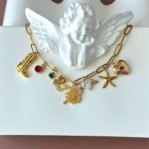 Gold Multi Charm Bracelet, Personalized Initial Charm Bracelet, Best Friend Gift, Design Your Own Charm, Italian Best Jewelry, Birthday Gift