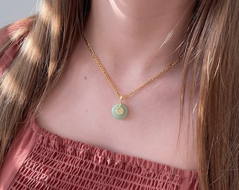 18K Gold Jade Stone Necklace with Buddha Pendant • Birthday Gift for Her • Dainty Green Gemstone Jewelry • Spiritual Charm • Christmas Gift