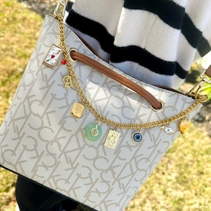 Personalisierte Handtasche Anhänger, Gold gefüllt Geldbörse Kette mit Anfangs- und Geburtsstein, Geburtstagsgeschenk, benutzerdefinierte Taschenkette Zubehör, Geschenk für den besten Freund