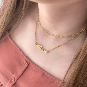 GOLD Custom Name Necklace Minimalist Nameplate Necklace Personalized Handwriting Name Pendant Tarnish Free Jewelry Gifts Mothers Day Gift