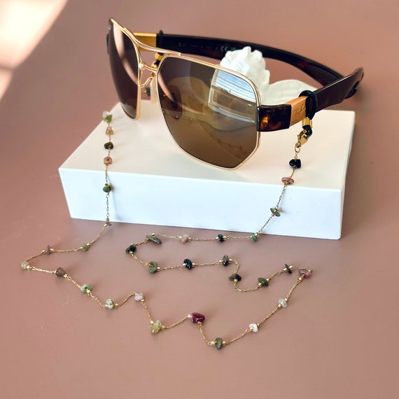 GOLD Gemstone Beaded Chain for Eyeglasses Holder • Best