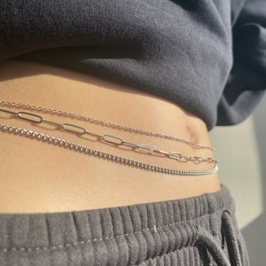 SILVER Body Chain • Summer Gift for Her • Layered Waist Chain • Dainty Beach Jewelry • Handmade Body Jewelry • Personalized Christmas Gift