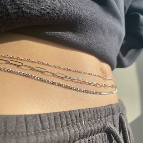 SILVER Body Chain • Summer Gift for Her • Layered Waist Chain • Dainty Beach Jewelry • Handmade Body Jewelry • Personalized Christmas Gift