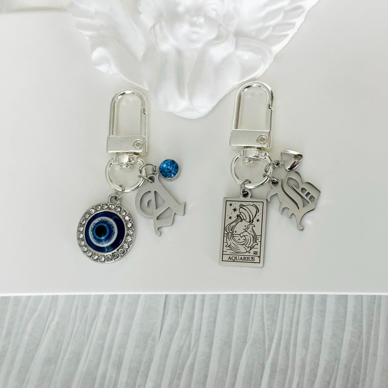 Charm For Keychains Custom Charm Keychain, Purse Charm Key Holder, Unisex Silver Keychain ...