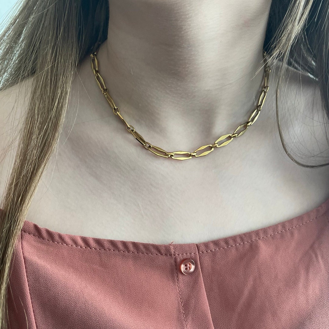 Dainty Mirror Chain Necklace • Sparkle Link Chain • Gold Choker ...