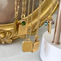 GOLD Birth Month Flower Necklace Birthstone Necklace Square Zodiac Rose Floral Pendant Jewelry WATERPROOF Birthday Gift for Her