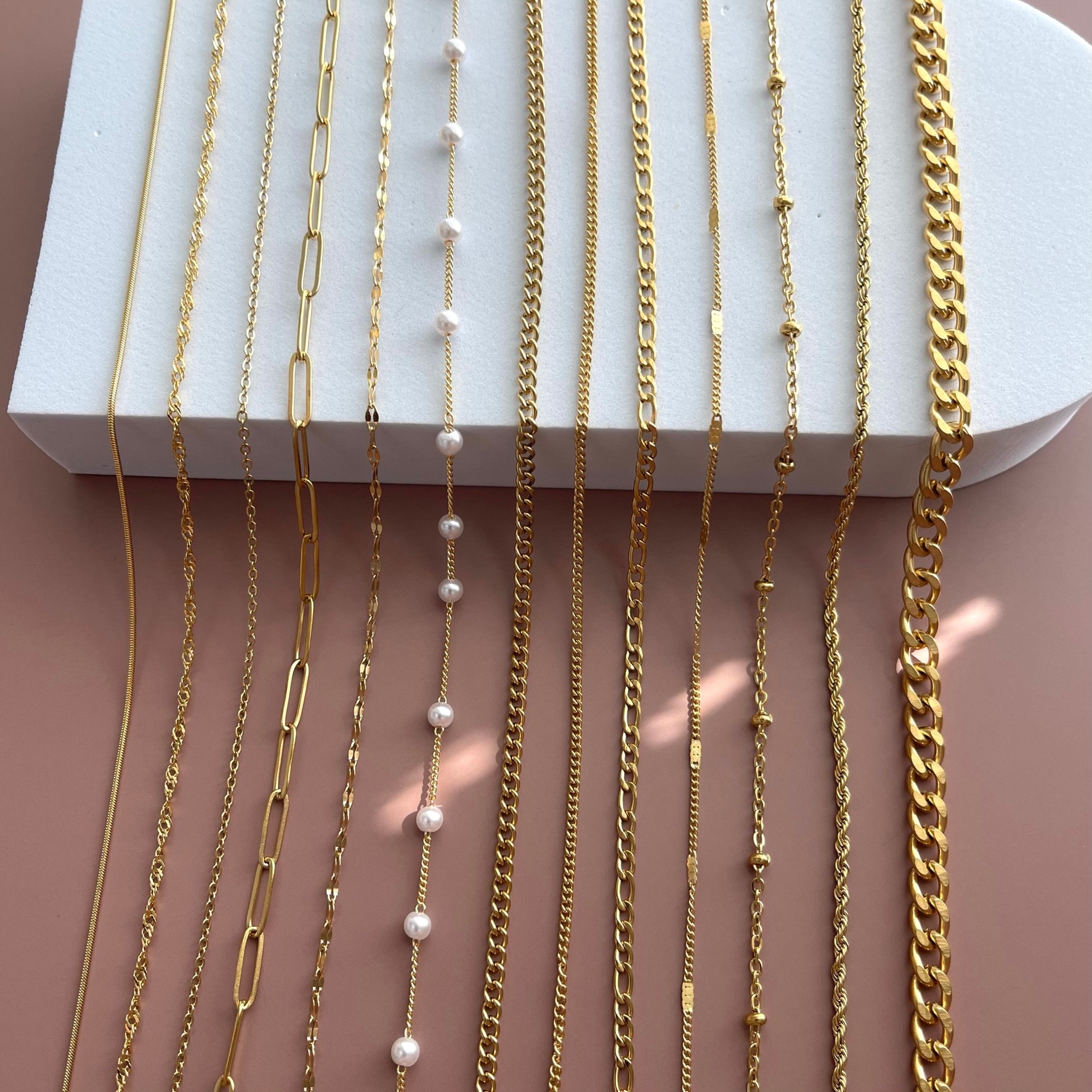 3mm Gold Chain Necklace, Short 16 20 Thin Choker Necklace Chain