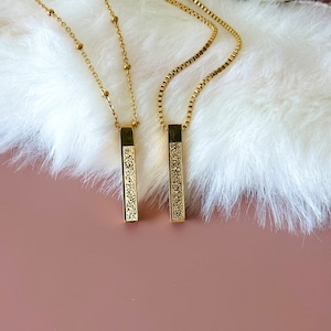 18K GOLD 3D Bar AYATUL KURSI Necklace • Best Eid Gift • Personalized Arabic Calligraphy Necklace • Unisex Jewelry Gift • Gift for Her/Him
