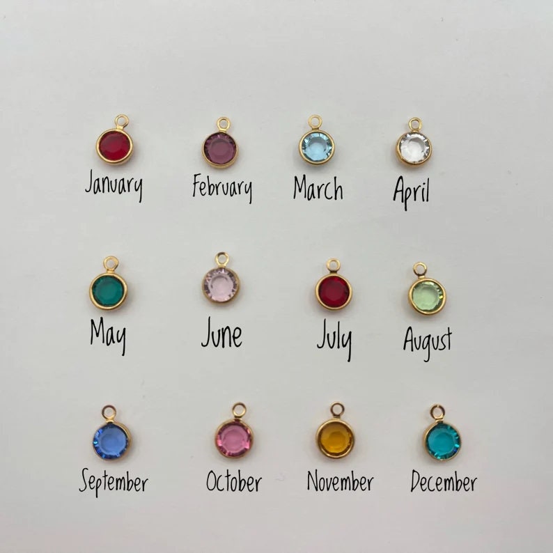 GOLD Birth Month Flower Necklace Birthstone Necklace Square Zodiac Rose Floral Pendant Jewelry WATERPROOF Birthday Gift for Her