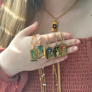 GOLD gefüllte Tarot-Tierkreis-Kartenhalskette • Ideales beste Freundgeschenk • Königin, Prinzessin, Auge • Minimalistischer Boho-Schmuck für Frauen • Geschenk für Sie