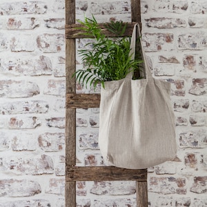 Schwere Leinentasche in Naturfarbe, Leinen Markttasche, Sommer Leinenhandtasche, Leinen Strandtasche, gewaschene Leinentasche für den Sommer.