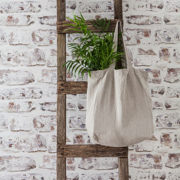 Natural linen bag. Everyday linen bag. Stonewashed linen. Linen bag for groceries. Reusable linen big bag. Sustainable bag. Bag with pocket